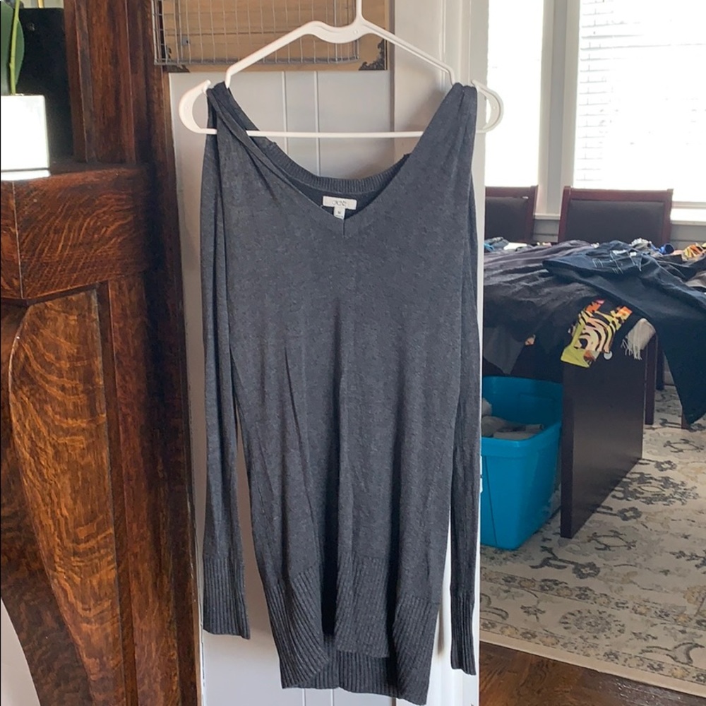 Peep shoulder tunic sweater from Cache